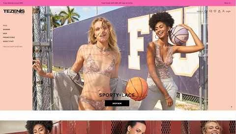 Tezenis USウェブサイト、イタリアブランドランジェリー