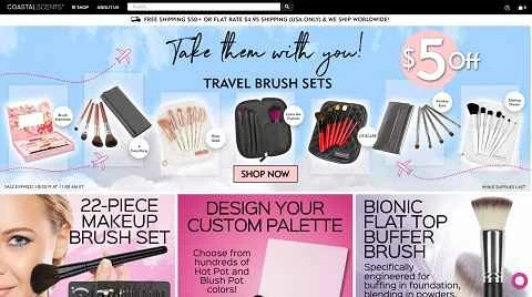 アメリカの化粧品ブランド「Coastal Scents」のウェブサイト