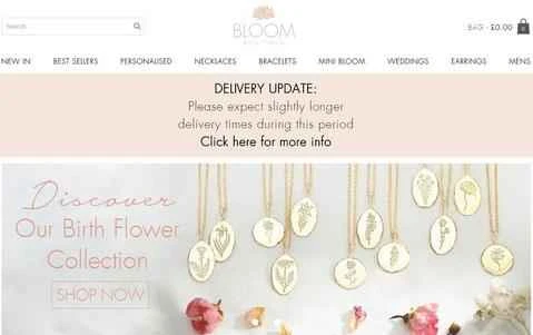 Bloom Boutiqueの公式サイト、英国のジュエリーカスタマイズウェブサイト