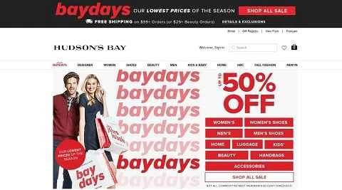 ハドソンズベイ カナダのオンラインデパート
