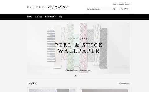 アメリカの環境に優しい壁紙ブランド、Carter + Mainのウェブサイト。