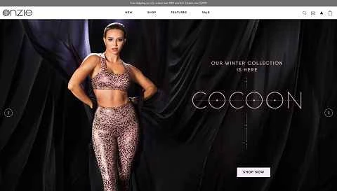アメリカのファッションヨガアパレルブランドのウェブサイト「Onzie」