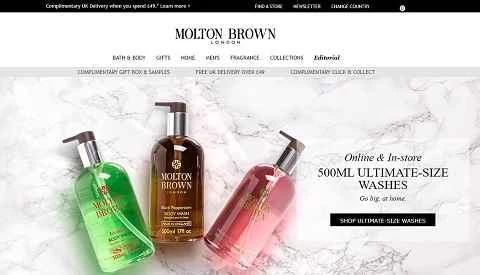 モルトンブラウンUKブランドウェブサイト