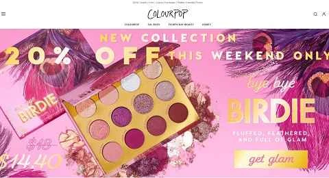 アメリカの化粧品ブランドのウェブサイト「ColourPop」