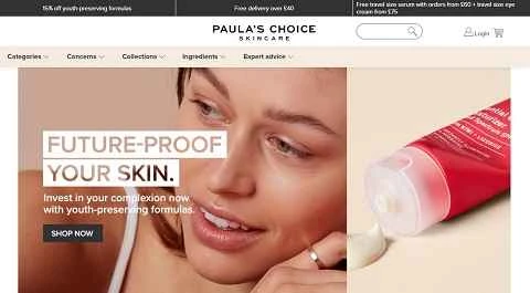 英国を拠点とするオンライン化粧品小売業者、Paulas Choice。