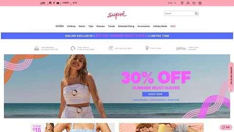 ニュージーランドの女性服ブランド、Supre公式サイト