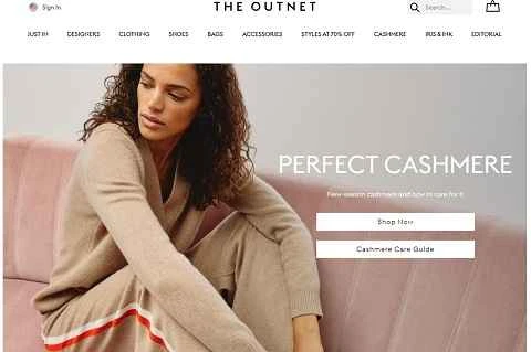 イギリスの婦人服ブランド「The Outnet」の米国公式サイト。
